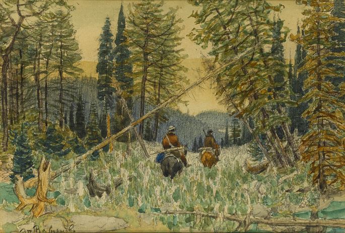 Apollinary Mikhailovich Vasnetsov - Hunters on Horseback in a Pine Forest | MasterArt